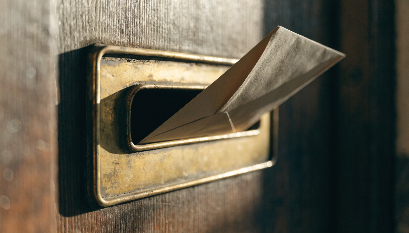 An open mailbox with scattered envelopes on the ground, symbolizing a domain spoofing incident.